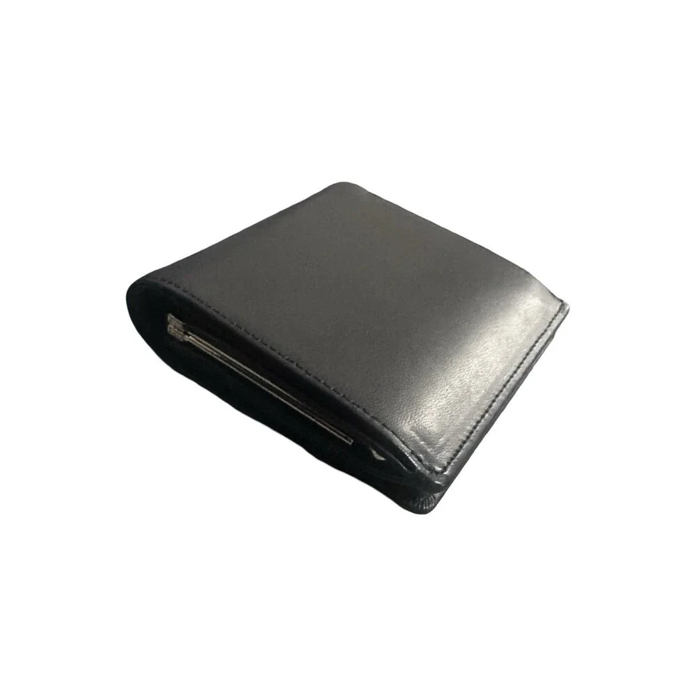 OMEGA NWOT Excellent Kisslock Wallet Compact Wallet Folded wallet Leather Black